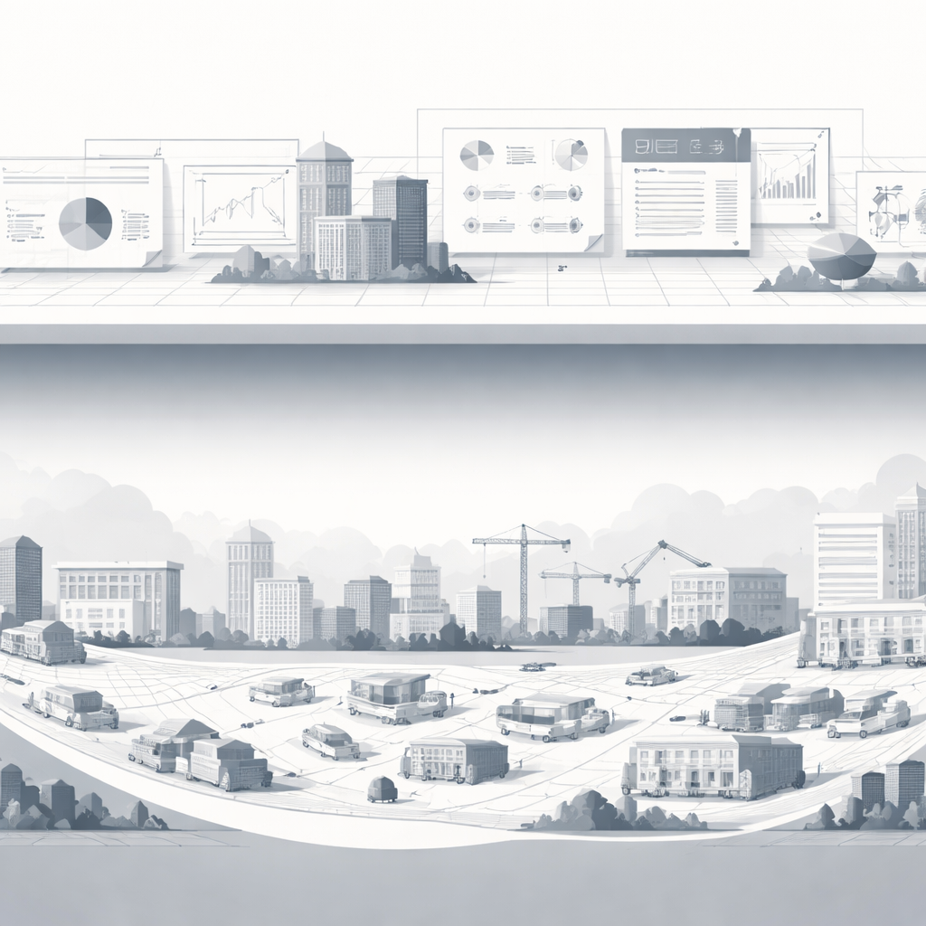 Two layered graphic showing strategy turned into execution