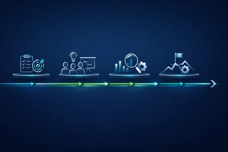 An abstract image showing the different phases to implementing OKRs